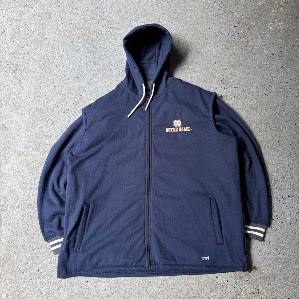 Franchise Club Notre Dame Fighting Irish Convertible Jacket Vest Navy Mens XL